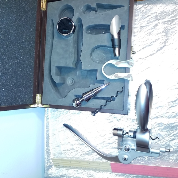 WINE OPENER SET Wood Box 6 piece Deluxe Gift Set - Picture 8 of 9